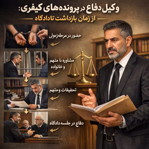 وکیل دفاع در پرونده‌های کیفری: از زمان بازداشت تا دادگاه