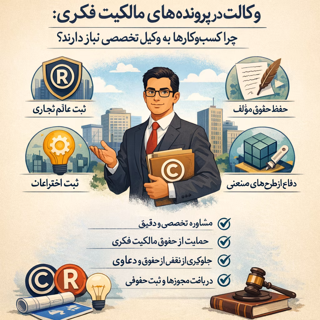 وکالت در پروندههای مالکیت فکری: چرا کسبوکارها به وکیل تخصصی نیاز دارند؟